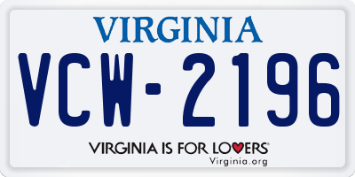 VA license plate VCW2196