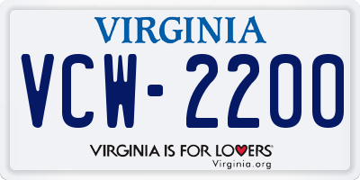 VA license plate VCW2200