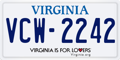 VA license plate VCW2242