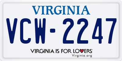 VA license plate VCW2247