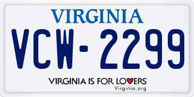 VA license plate VCW2299