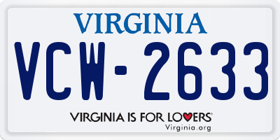 VA license plate VCW2633