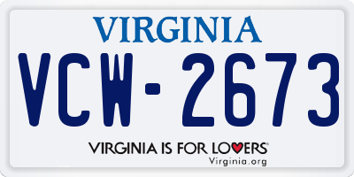 VA license plate VCW2673