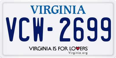 VA license plate VCW2699
