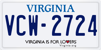 VA license plate VCW2724