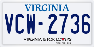 VA license plate VCW2736