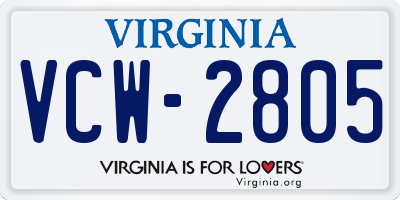 VA license plate VCW2805