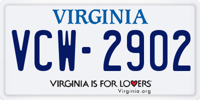 VA license plate VCW2902