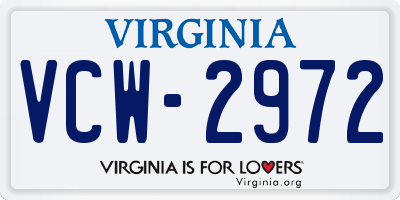 VA license plate VCW2972