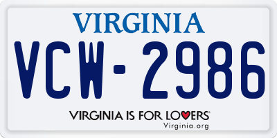 VA license plate VCW2986