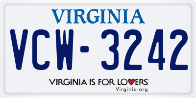 VA license plate VCW3242
