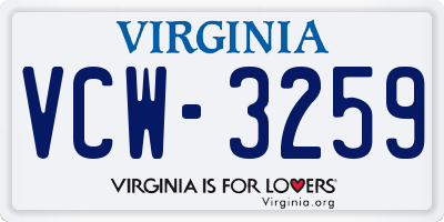 VA license plate VCW3259