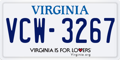 VA license plate VCW3267