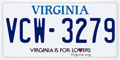 VA license plate VCW3279