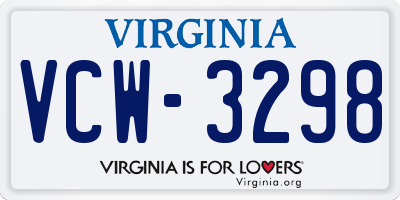 VA license plate VCW3298