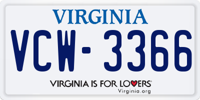 VA license plate VCW3366