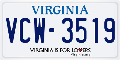 VA license plate VCW3519