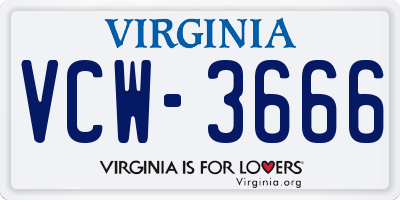 VA license plate VCW3666