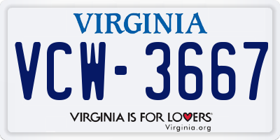 VA license plate VCW3667