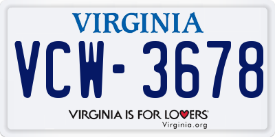 VA license plate VCW3678