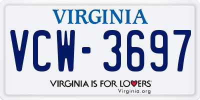 VA license plate VCW3697
