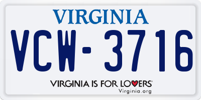 VA license plate VCW3716