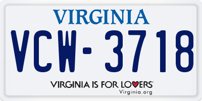 VA license plate VCW3718