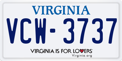VA license plate VCW3737