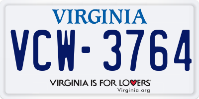 VA license plate VCW3764
