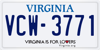 VA license plate VCW3771