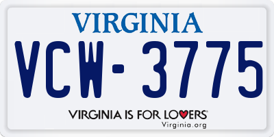 VA license plate VCW3775