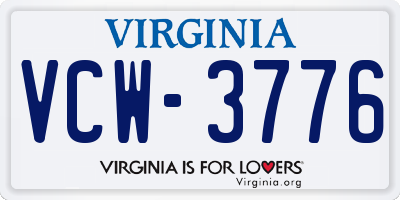 VA license plate VCW3776