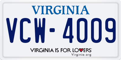 VA license plate VCW4009