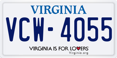 VA license plate VCW4055