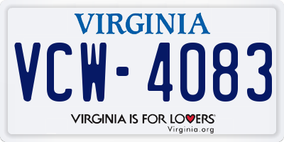 VA license plate VCW4083