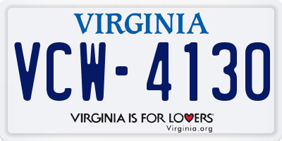 VA license plate VCW4130