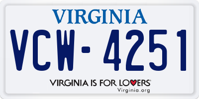 VA license plate VCW4251