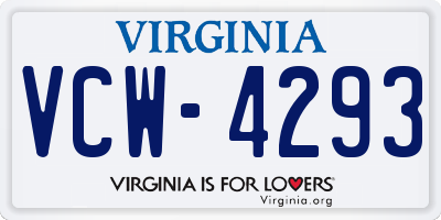 VA license plate VCW4293
