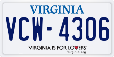 VA license plate VCW4306