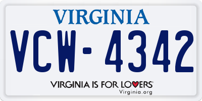 VA license plate VCW4342
