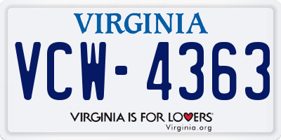 VA license plate VCW4363