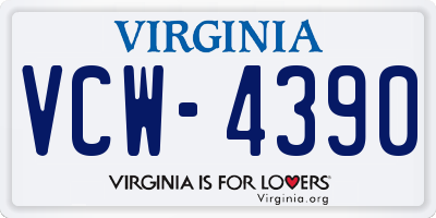 VA license plate VCW4390