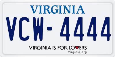 VA license plate VCW4444