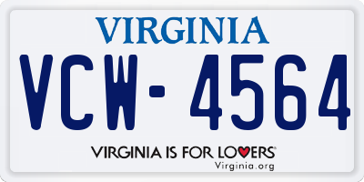 VA license plate VCW4564