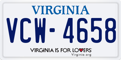 VA license plate VCW4658