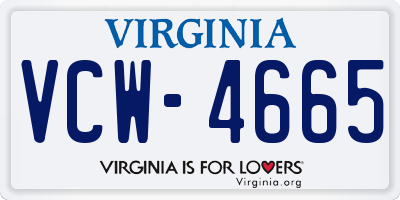 VA license plate VCW4665
