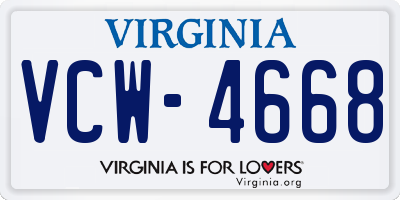 VA license plate VCW4668