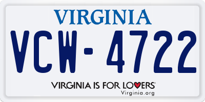 VA license plate VCW4722