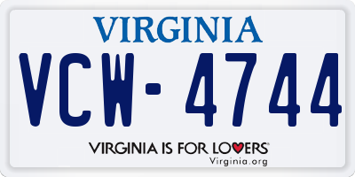 VA license plate VCW4744