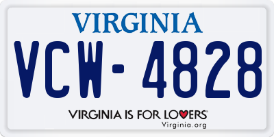VA license plate VCW4828